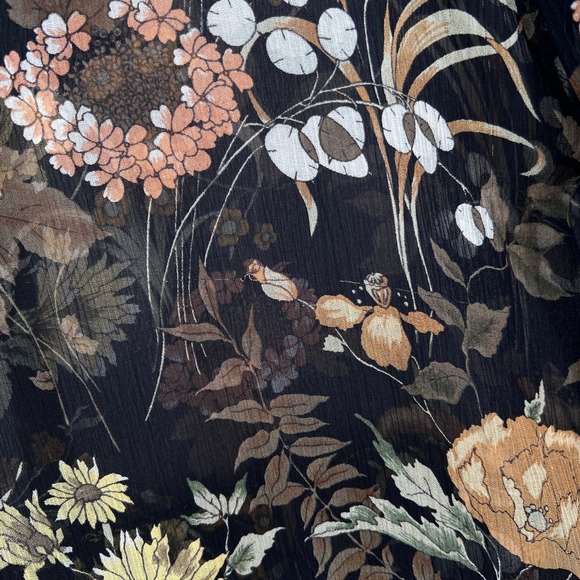 ROBERT RODRIGUEZ Floral Print Tiered Ruffled Dress Womens Large Black Sheer - Picture 16 of 16